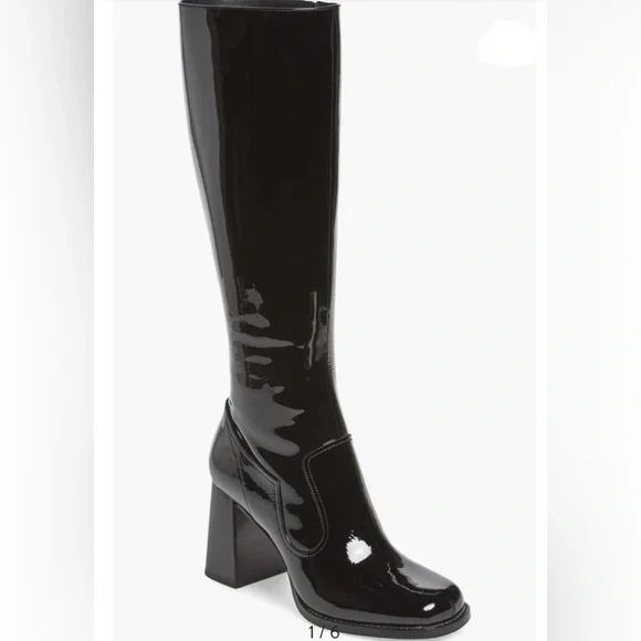 NWT Marc Jacobs Maryna Tall Black Heeled Boots with Glossy Patent Leathe… - Picture 3 of 17